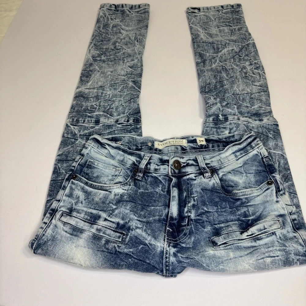 Evolution In Design Jeans Mens 30 Dark Blue Denim Acid Wash Men YTK 90’s - Picture 2 of 13